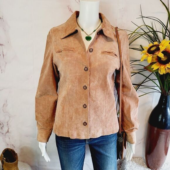 Vintage Anonymous blush suede shirt jacket - Picture 3 of 6